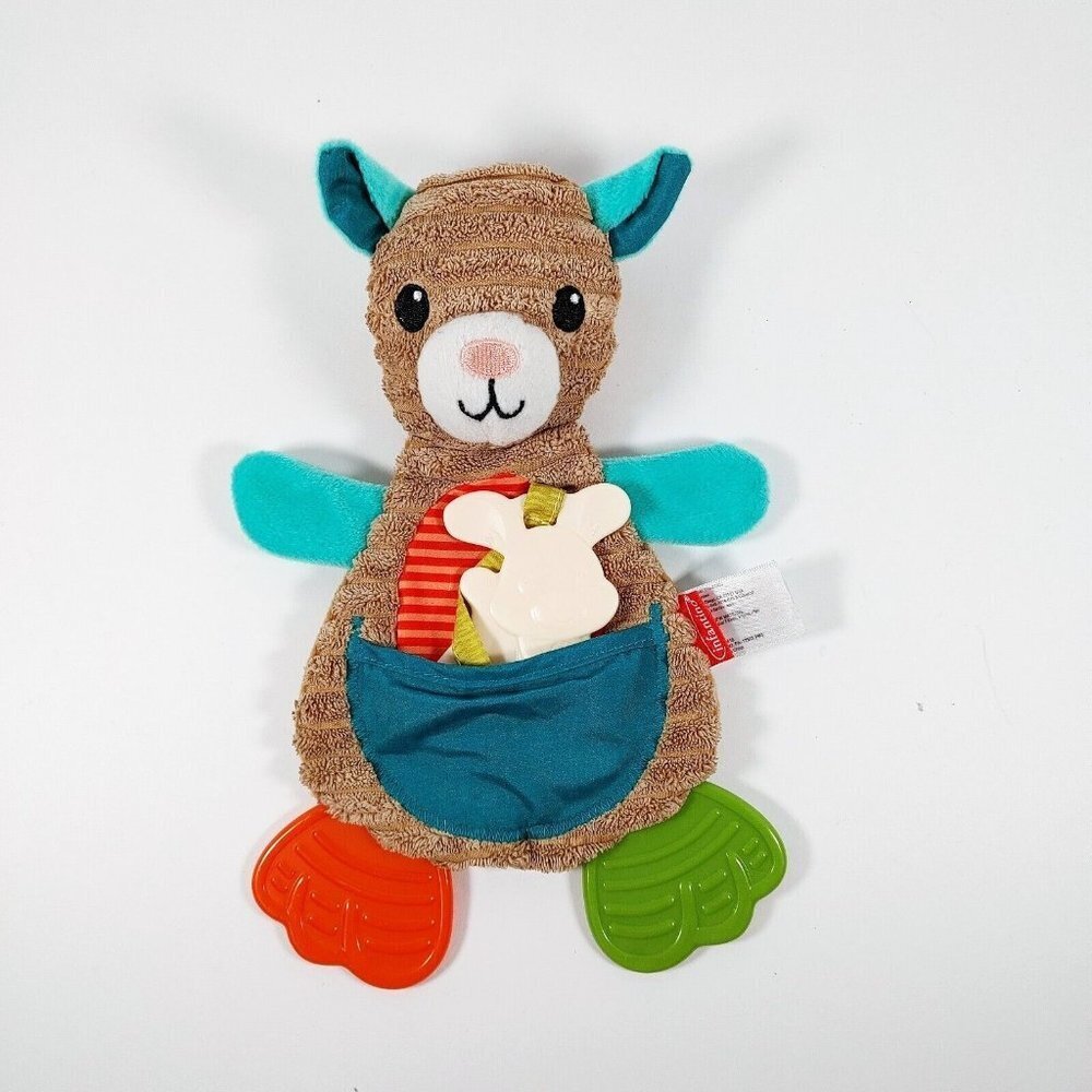 Infantino Go  GaGa Kangaroo Cuddly Teether Baby Security Blanket Lovey 10"